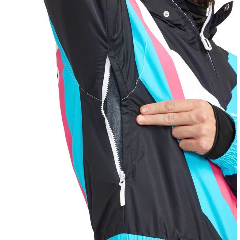 Tipsy Elves Mens Pastel Pro Snow Suit Blue Pink Chevron Ski Snowboard One Piece - Picture 7 of 11